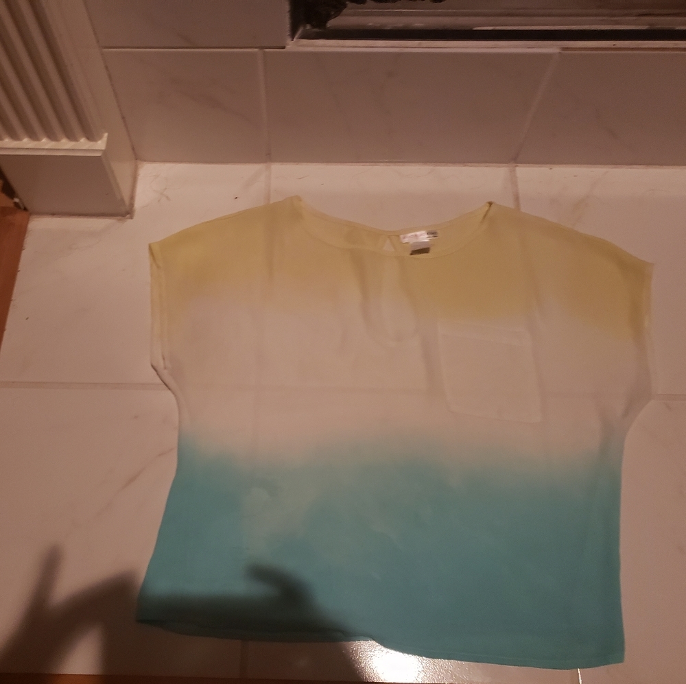A'gaci Tye Dye Yellow Aqua & White Top
